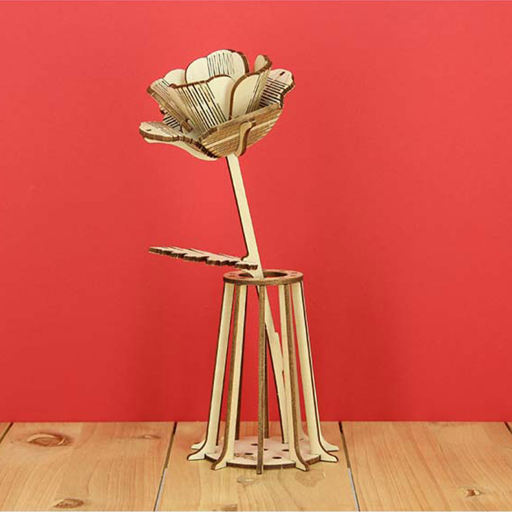 Coquelicot fleur à monter en bois - Dejou - Rougier et Plé