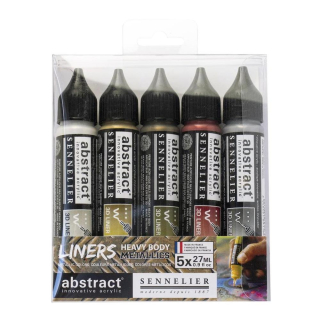 Peinture acrylique Abstract liner 5 x 27 ml Couleurs métalliques - Sennelier - Rougier et Plé