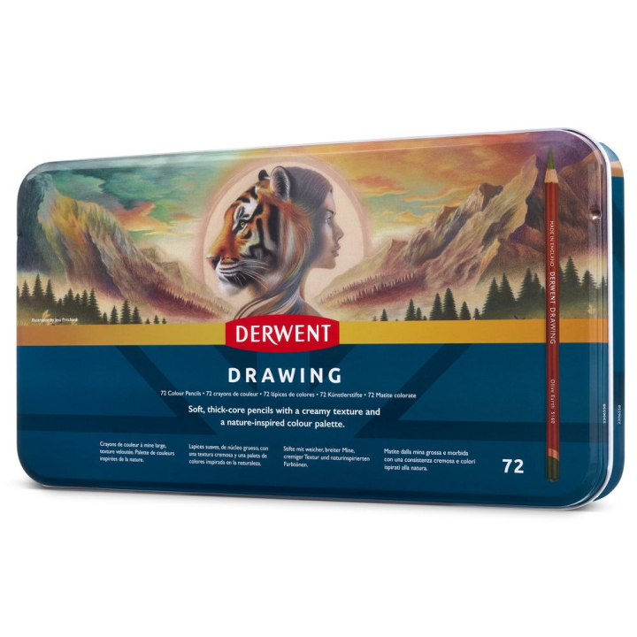 Crayon de couleur Drawing Palette nature Boîte métal 72 pcs - Derwent - Rougier et Plé