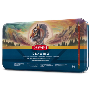 Crayon de couleur Drawing Palette nature Boîte métal 36 pcs - Derwent - Rougier et Plé