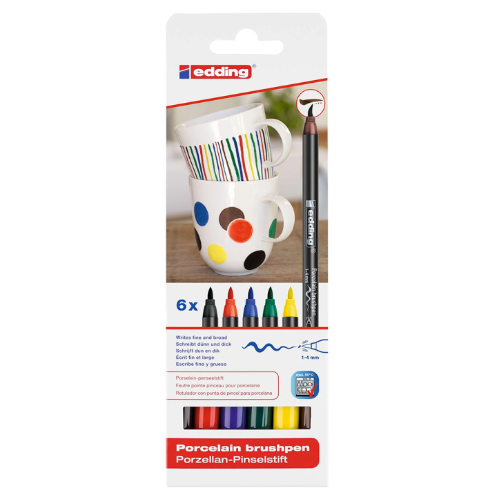 Feutre porcelaine pochette 6 pcs Couleurs primaires - Edding - Rougier et Plé