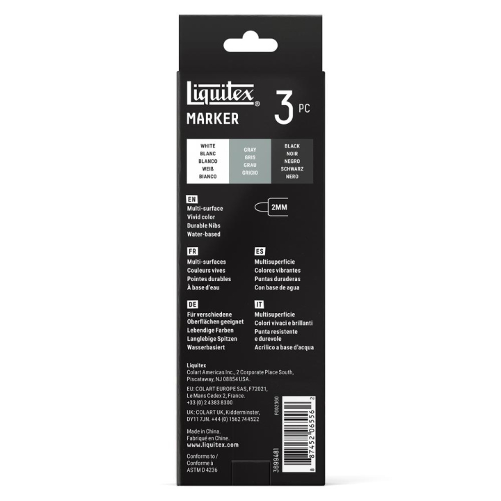 Marqueur acrylique 2 mm Set monochrome 3 pcs - Liquitex - Rougier et Plé
