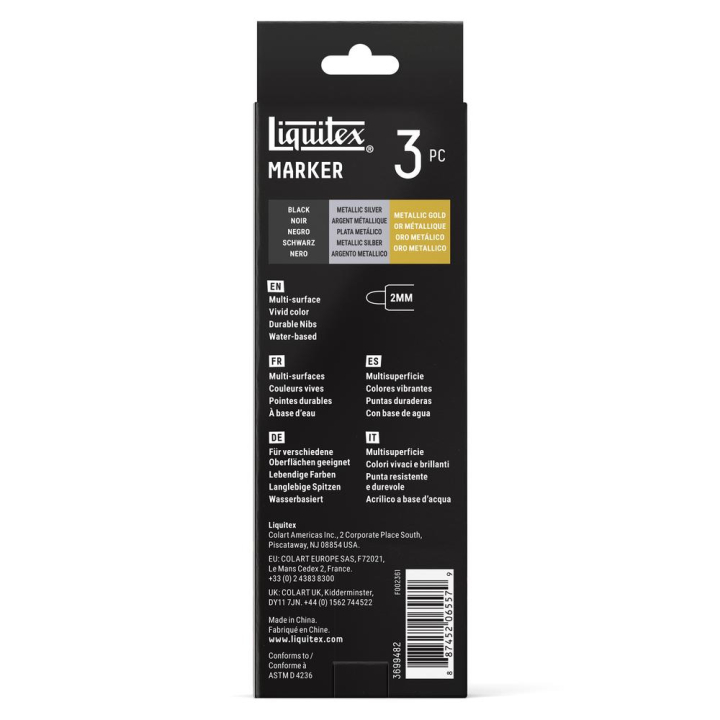 Marqueur acrylique 2 mm Set accent 3 pcs - Liquitex - Rougier et Plé