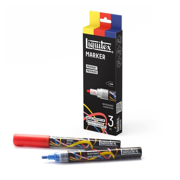 Marqueur acrylique 2 mm Set primaire 3 pcs - Liquitex - Rougier et Plé