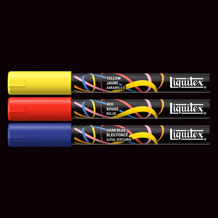 Marqueur acrylique 2 mm Set primaire 3 pcs - Liquitex - Rougier et Plé