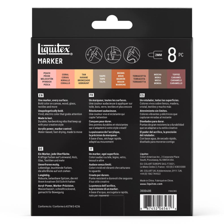 Marqueur acrylique 2 mm Set portrait 8 pcs - Liquitex - Rougier et Plé