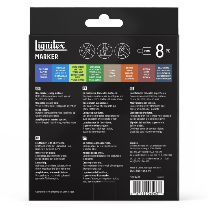 Marqueur acrylique 2 mm Set paysage 8 pcs - Liquitex - Rougier et Plé