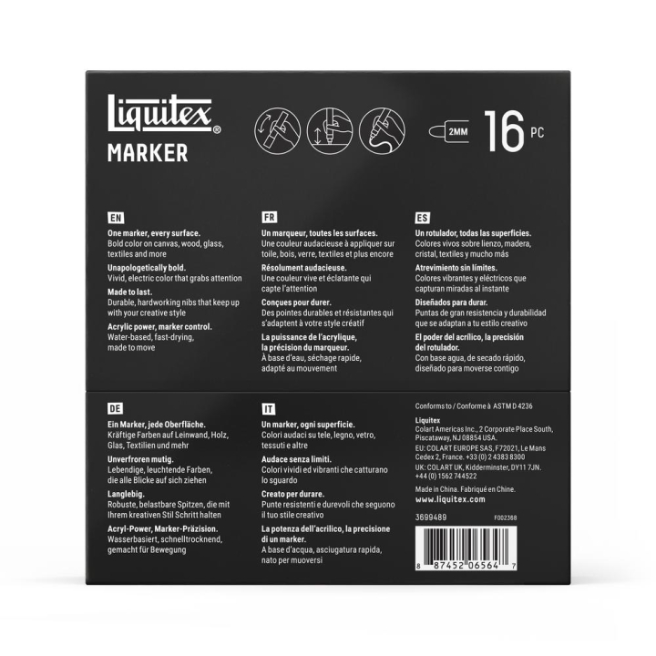 Marqueur acrylique 2 mm Set expression 16 pcs - Liquitex - Rougier et Plé
