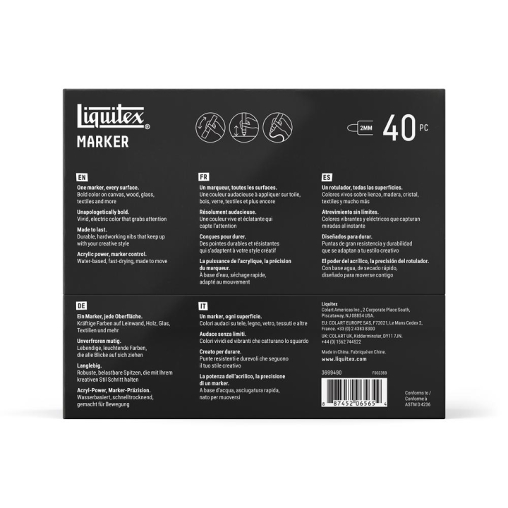 Marqueur acrylique 2 mm Set radical 40 pcs - Liquitex - Rougier et Plé