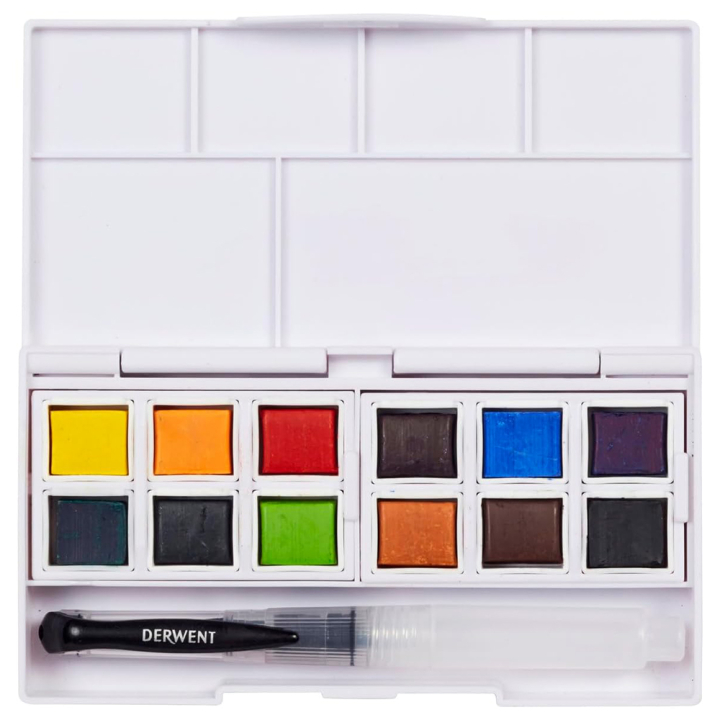 Encre aquarellable Inktense 12 demi-godets - Derwent - Rougier et Plé