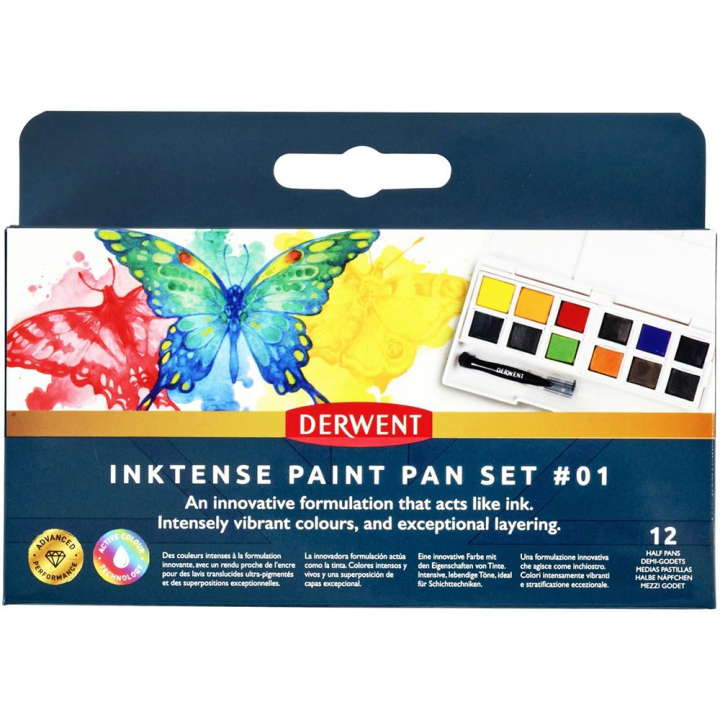 Encre aquarellable Inktense 12 demi-godets - Derwent - Rougier et Plé