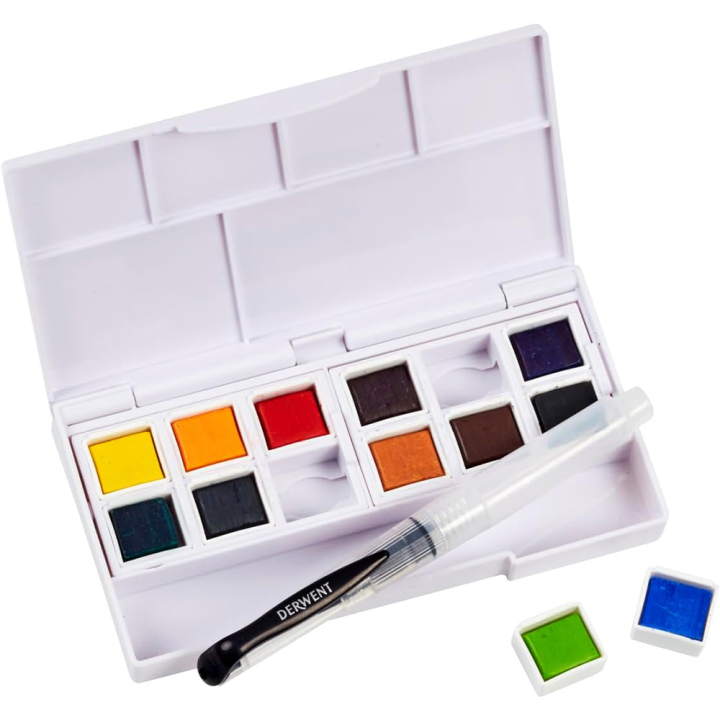 Encre aquarellable Inktense 12 demi-godets - Derwent - Rougier et Plé