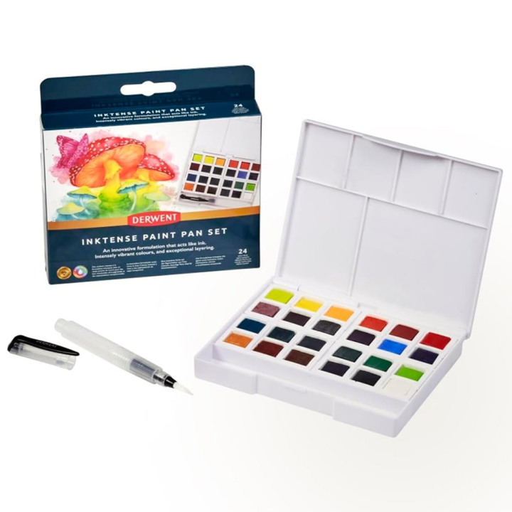 Encre aquarellable Inktense 24 demi-godets - Derwent - Rougier et Plé