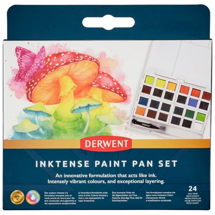 Encre aquarellable Inktense 24 demi-godets - Derwent - Rougier et Plé