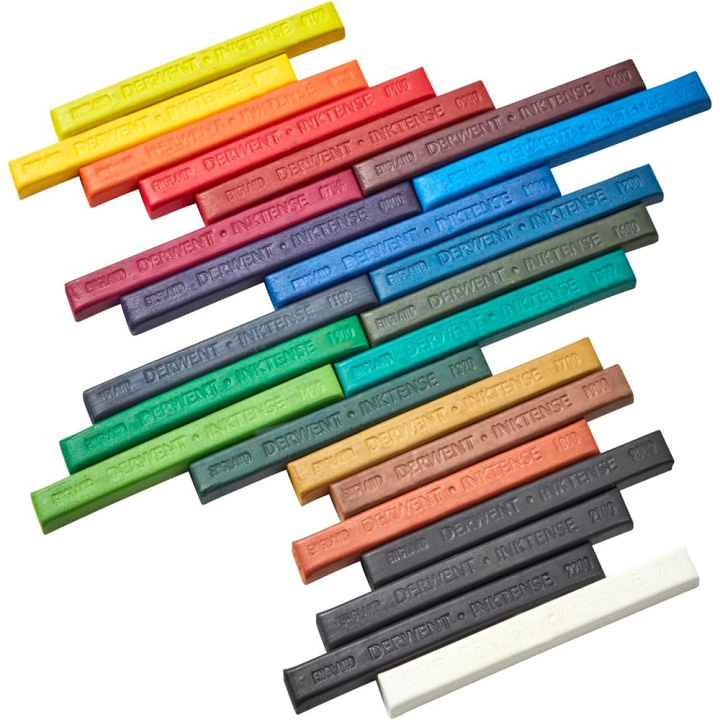 Carré d'encre aquarellable Inktense Block Boîte métal 24 pcs - Derwent - Rougier et Plé