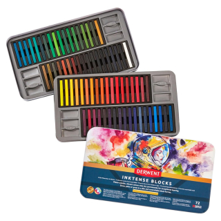 Carré d'encre aquarellable Inktense Block Boîte métal 72 pcs - Derwent - Rougier et Plé