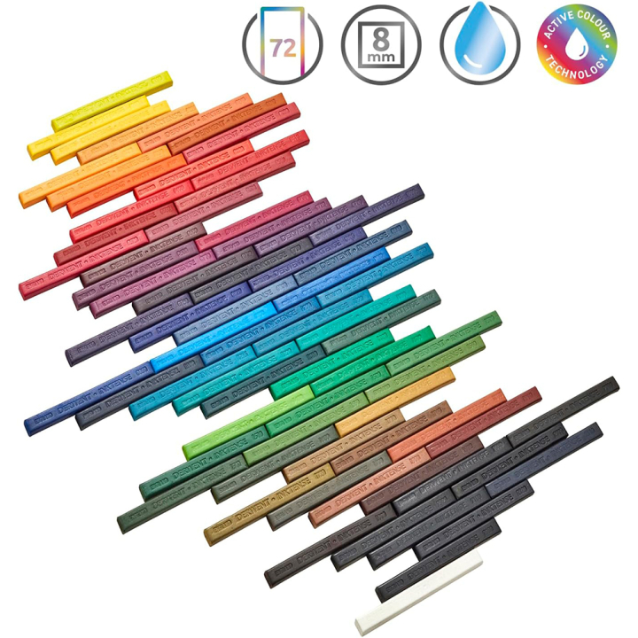 Carré d'encre aquarellable Inktense Block Boîte métal 72 pcs - Derwent - Rougier et Plé