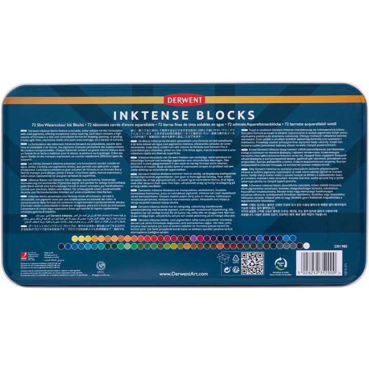Carré d'encre aquarellable Inktense Block Boîte métal 72 pcs - Derwent - Rougier et Plé