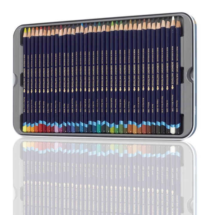 Crayon d'encre aquarellable Inktense Boîte métal 36 pcs - Derwent - Rougier et Plé