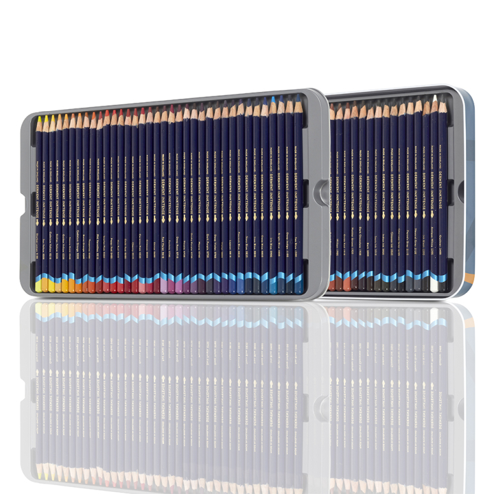 Crayon d'encre aquarellable Inktense Boîte métal 72 pcs - Derwent - Rougier et Plé