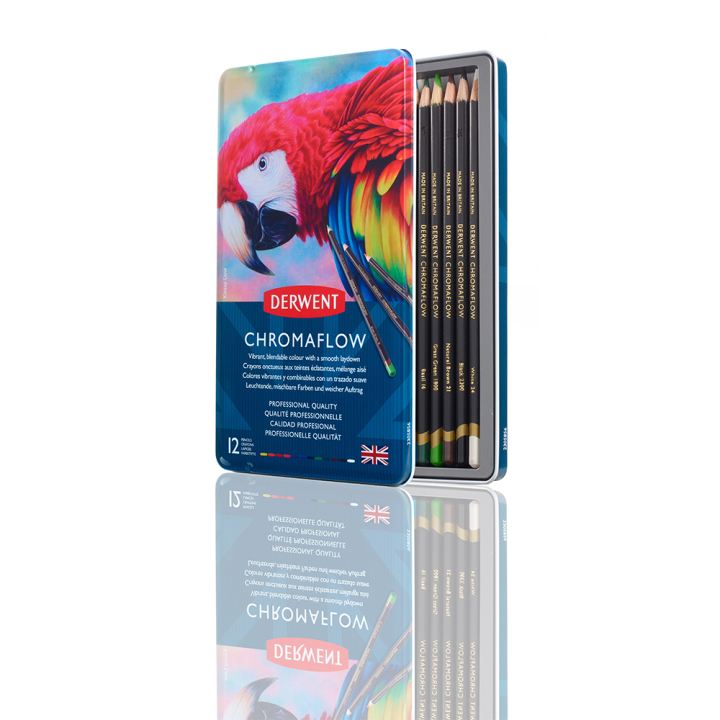 Crayon de couleur Chromaflow Boîte métal 12 pcs - Derwent - Rougier et Plé