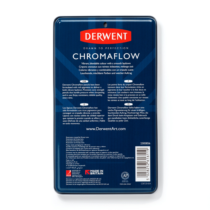 Crayon de couleur Chromaflow Boîte métal 12 pcs - Derwent - Rougier et Plé