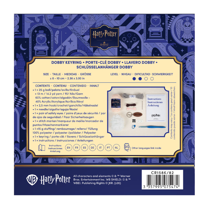 Kit crochet Amigurumi Porte clé Dobbie - DMC - Rougier et Plé