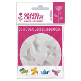 Moule en silicone thème origami - 4 formes - diam. 7 cm - Graine Créative - Rougier et Plé