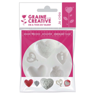 Moule en silicone  thème cœur - Graine Créative - Rougier et Plé