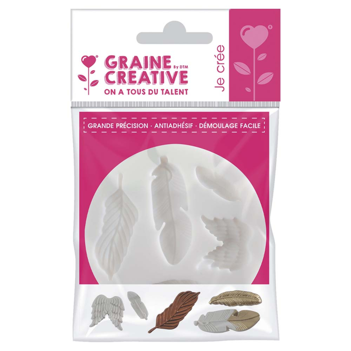 Moule en silicone  thème plume - Graine Créative - Rougier et Plé