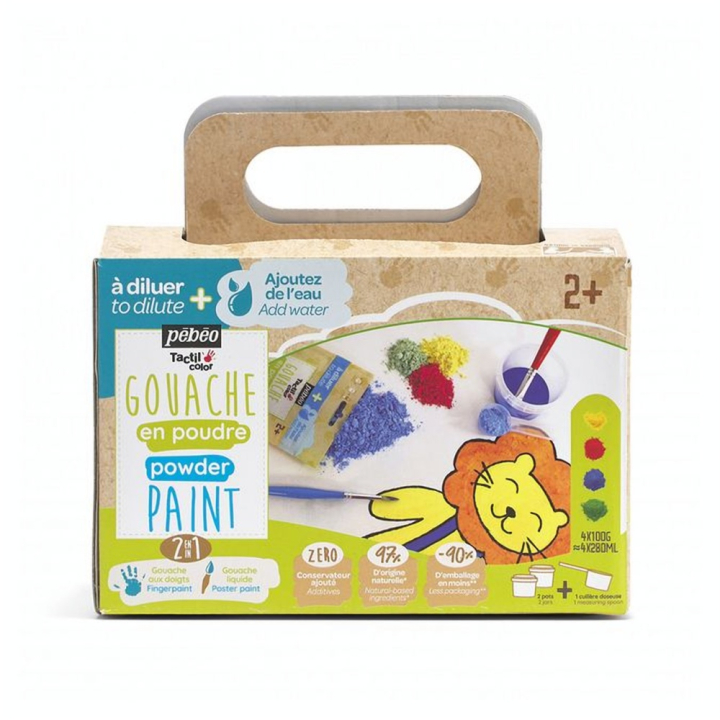 Gouache en poudre Tactilcolor Coffret 4 x 100 g + Accessoires - Pébéo - Rougier et Plé
