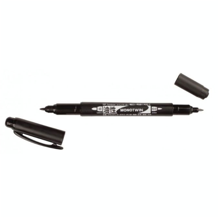 Feutre permanent MONO Twin base Huile Double pointe Noir - Tombow - Rougier et Plé