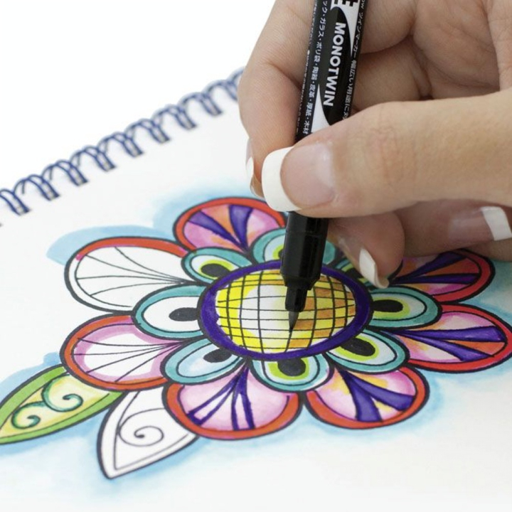 Feutre permanent MONO Twin base Huile Double pointe Noir - Tombow - Rougier et Plé