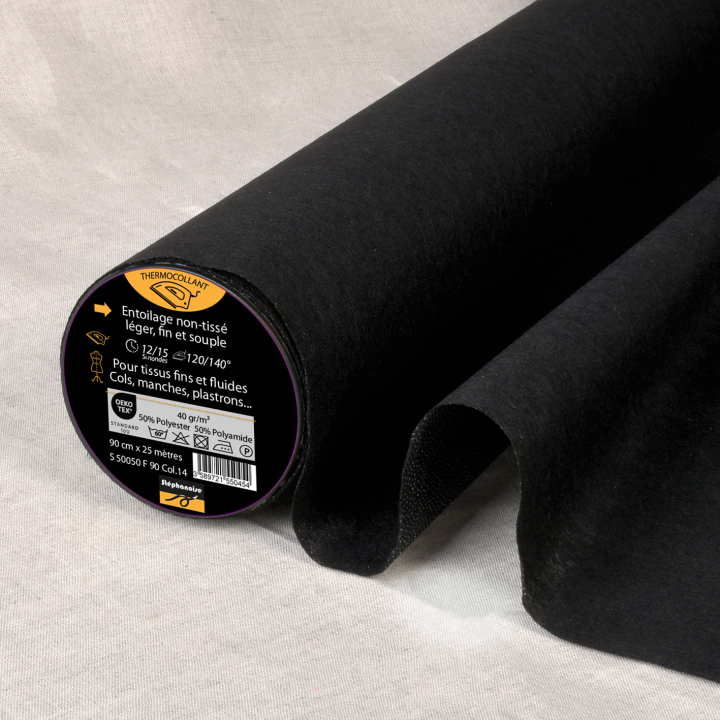Toile noire thermocollante non-tissée 40gr/m² - Vendu au mètre - Stéphanoise & Médiac - Rougier et Plé