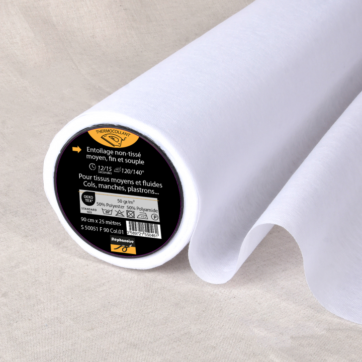 Toile blanche thermocollante non-tissée 50gr/m² - Vendu au mètre - Stéphanoise & Médiac - Rougier et Plé