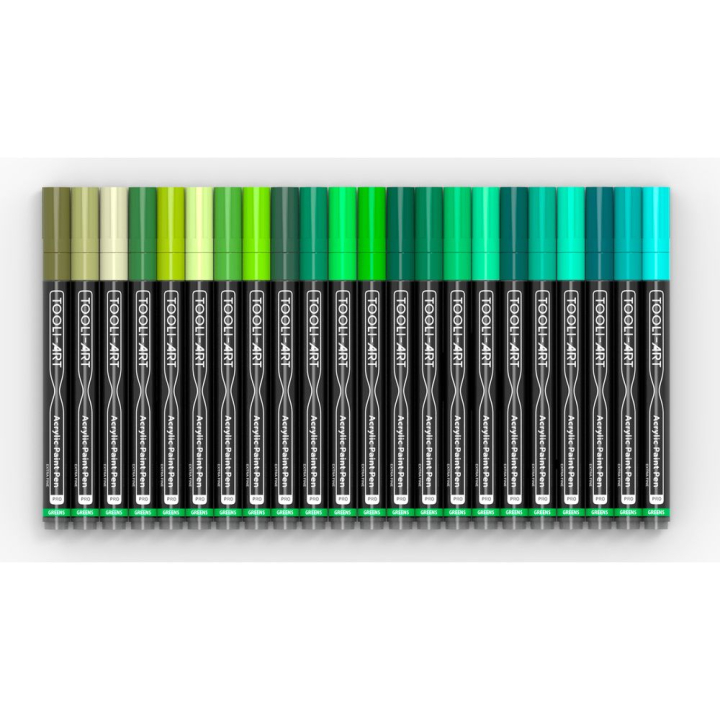 Feutre acrylique Pro color Set Vert 0,7 mm 22 pcs - Tooli-Art - Rougier et Plé