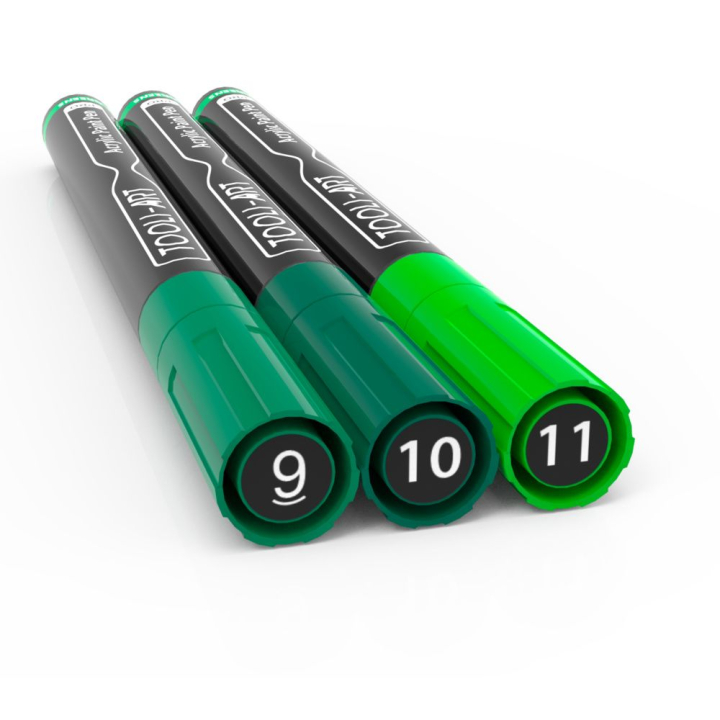 Feutre acrylique Pro color Set Vert 0,7 mm 22 pcs - Tooli-Art - Rougier et Plé