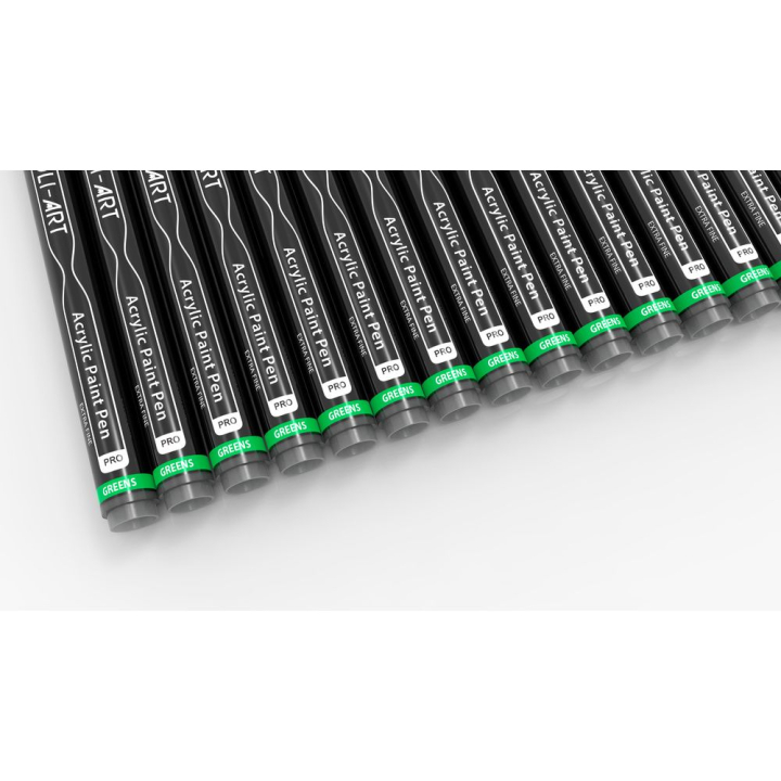 Feutre acrylique Pro color Set Vert 0,7 mm 22 pcs - Tooli-Art - Rougier et Plé