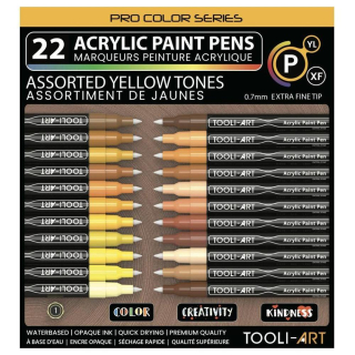 Feutre acrylique Pro color Set Jaune 0,7 mm 22 pcs - Tooli-Art - Rougier et Plé