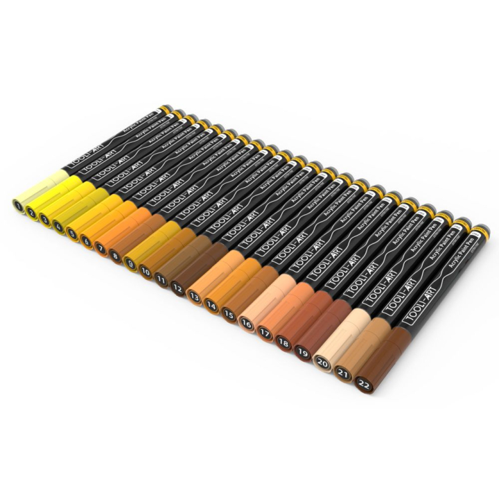 Feutre acrylique Pro color Set Jaune 0,7 mm 22 pcs - Tooli-Art - Rougier et Plé