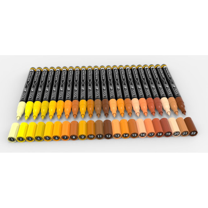 Feutre acrylique Pro color Set Jaune 0,7 mm 22 pcs - Tooli-Art - Rougier et Plé