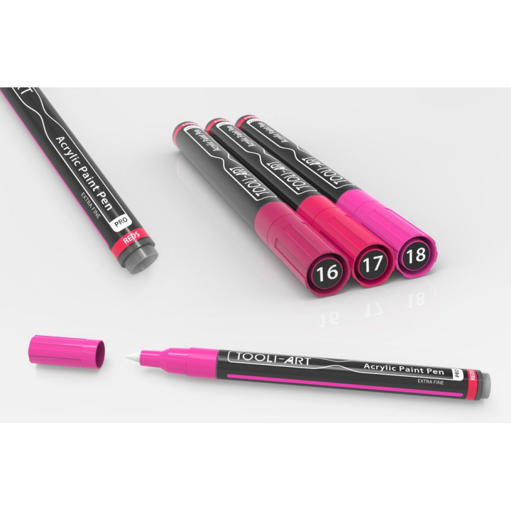 Feutre acrylique Pro color Set Rouge 0,7 mm 22 pcs - Tooli-Art - Rougier et Plé