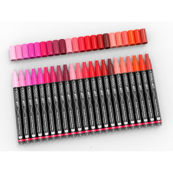 Feutre acrylique Pro color Set Rouge 0,7 mm 22 pcs - Tooli-Art - Rougier et Plé