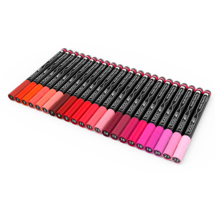 Feutre acrylique Pro color Set Rouge 0,7 mm 22 pcs - Tooli-Art - Rougier et Plé