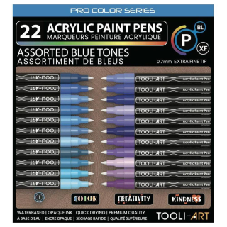 Feutre acrylique Pro color Set Bleu 0,7 mm 22 pcs - Tooli-Art - Rougier et Plé