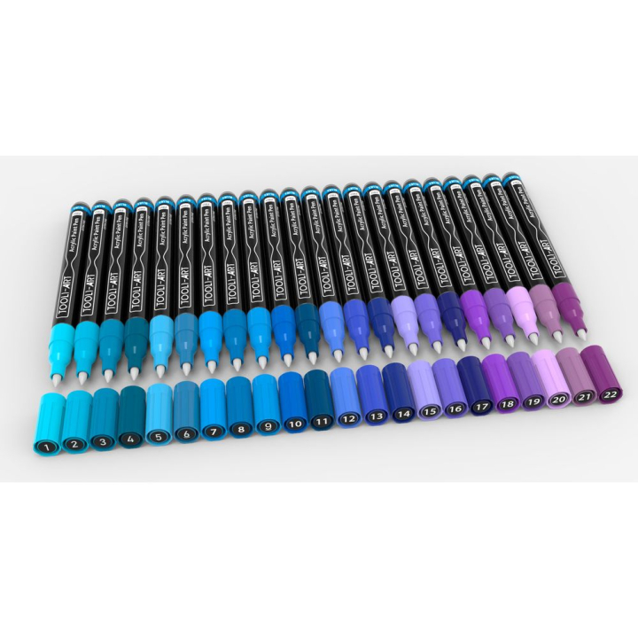 Feutre acrylique Pro color Set Bleu 0,7 mm 22 pcs - Tooli-Art - Rougier et Plé