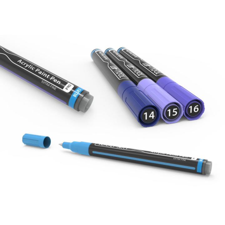 Feutre acrylique Pro color Set Bleu 0,7 mm 22 pcs - Tooli-Art - Rougier et Plé