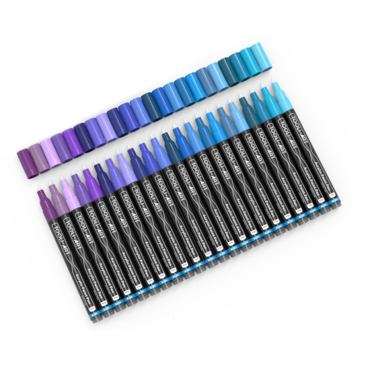 Feutre acrylique Pro color Set Bleu 0,7 mm 22 pcs - Tooli-Art - Rougier et Plé