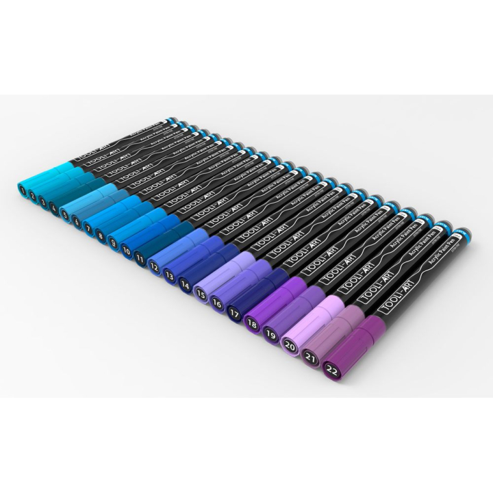 Feutre acrylique Pro color Set Bleu 0,7 mm 22 pcs - Tooli-Art - Rougier et Plé