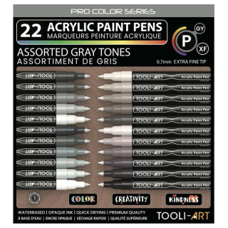 Feutre acrylique Pro color Set Gris 0,7 mm 22 pcs - Tooli-Art - Rougier et Plé